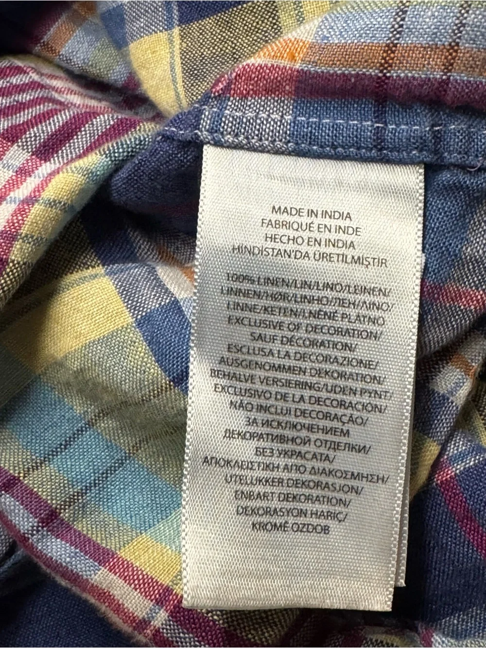Polo by Ralph Lauren linen Plaid Button-Down Shirt (Blue, Yellow, Burgundy